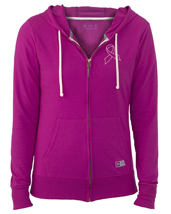 Pink Cancer Ribbon Full-Zip Hoodie