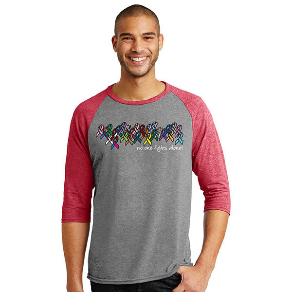 No One Fights Alone® Men's Multicolored Ribbon Performance Raglan Shirt