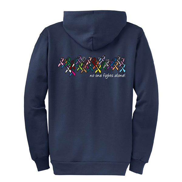 No One Fights Alone® Unisex Multicolored Ribbon Full Zip Hoodie - Image 4