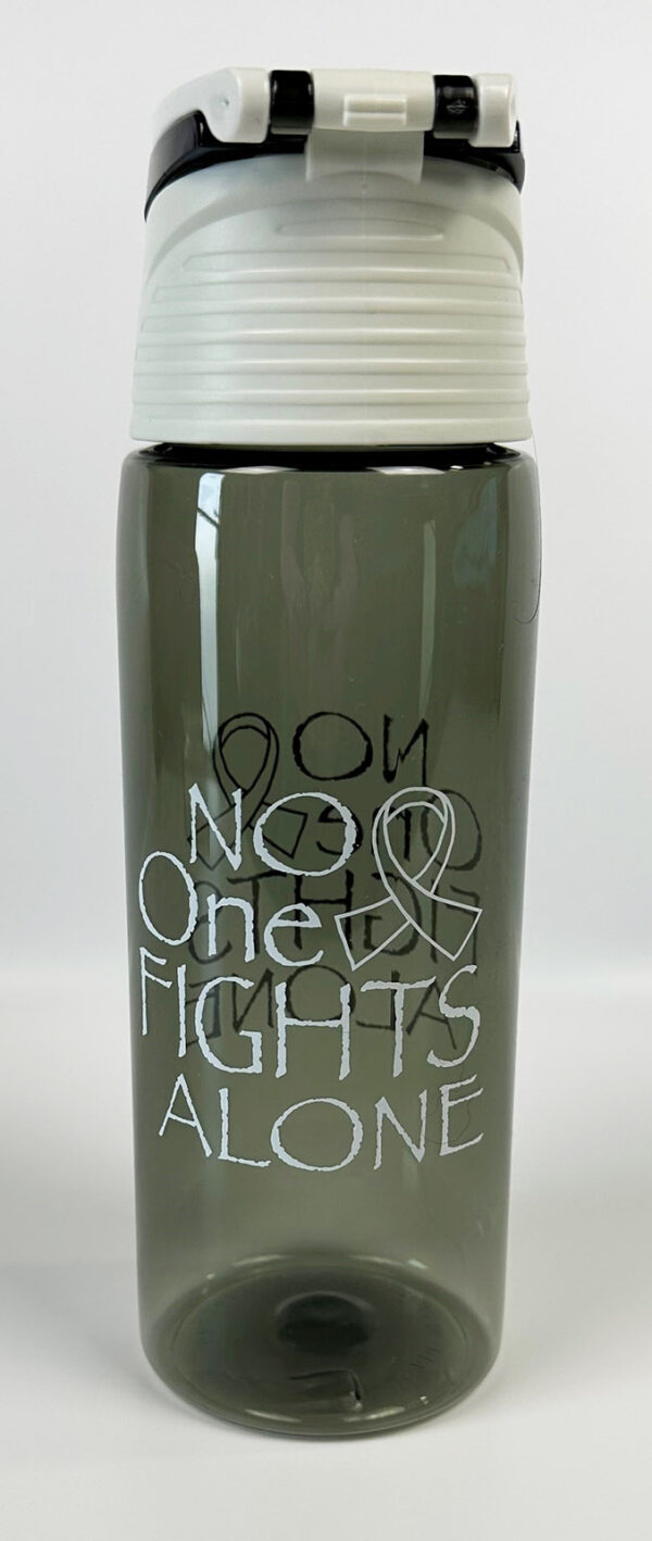 No one fights alone on black water bottle